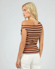 ALL ABOUT EVE SOLEIL OFF THE SHOULDER TOP - SUNSET STRIPE