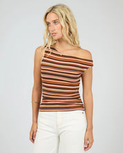 ALL ABOUT EVE SOLEIL OFF THE SHOULDER TOP - SUNSET STRIPE