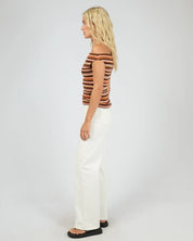 ALL ABOUT EVE SOLEIL OFF THE SHOULDER TOP - SUNSET STRIPE