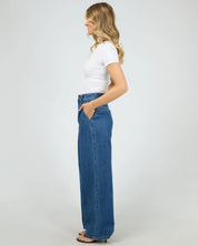 ALL ABOUT EVE STEVIE DENIM JEAN WOMENS HIGH WAIST WIDE LEG JEANS HERITAGE BLUE