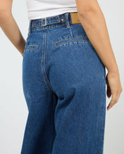 ALL ABOUT EVE STEVIE DENIM JEAN WOMENS HIGH WAIST WIDE LEG JEANS HERITAGE BLUE