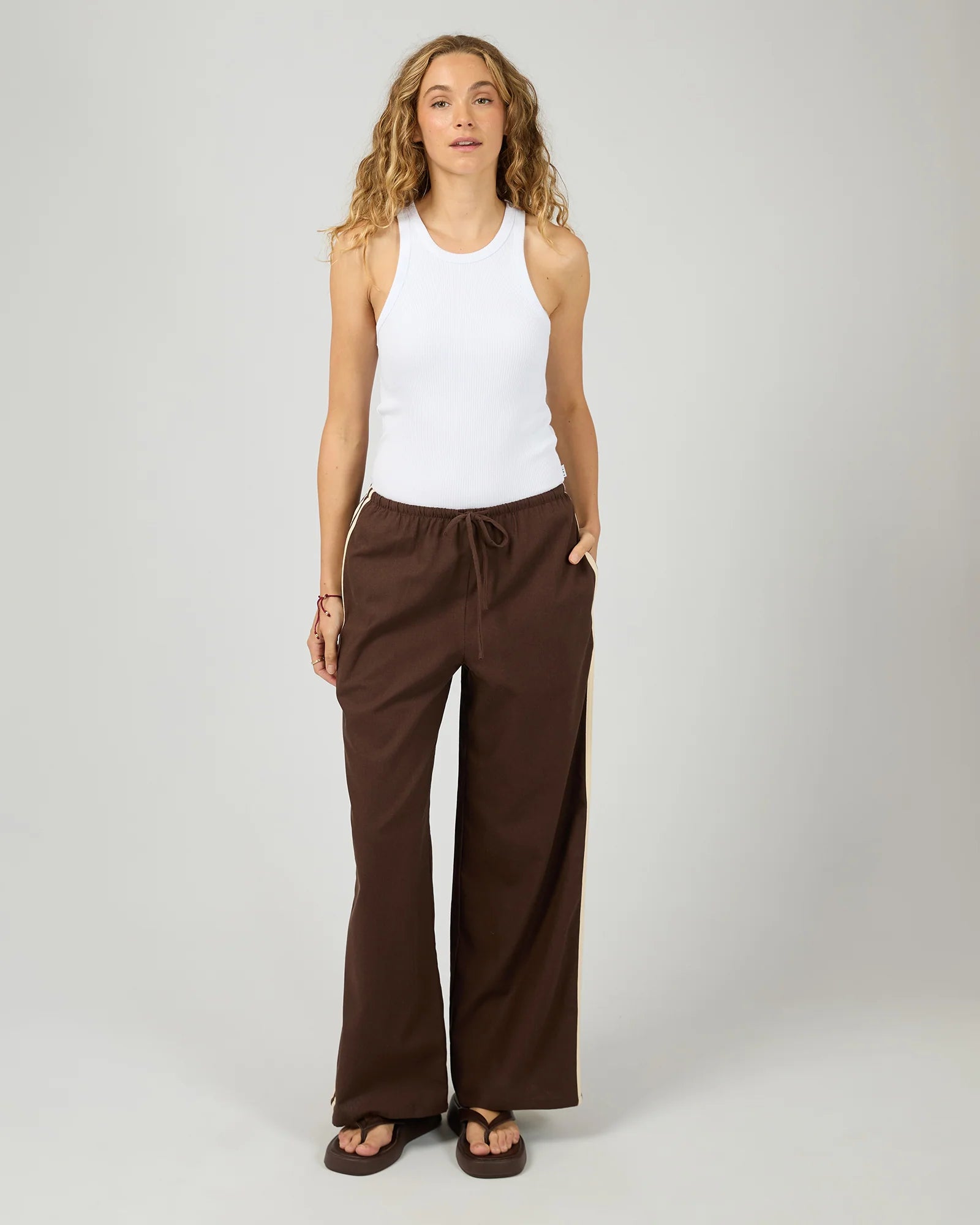 ALL ABOUT EVE WEST COAST STRIPE PANTS - BROWN