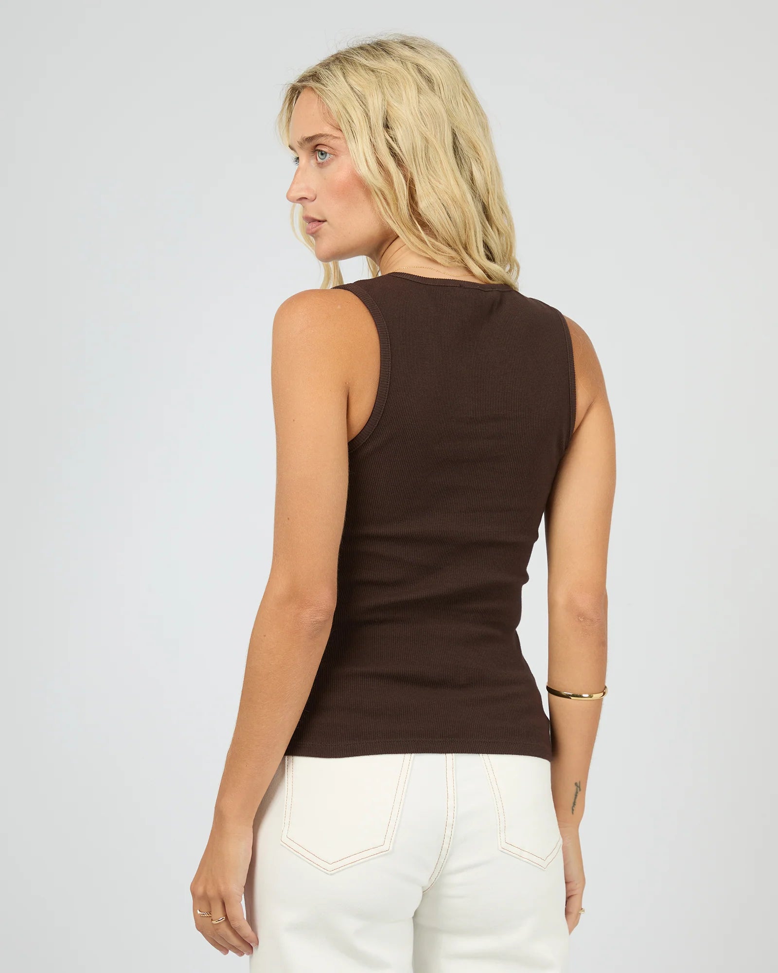 ALL ABOUT EVE WILLOW RIB TANK - BROWN