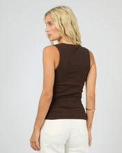 ALL ABOUT EVE WILLOW RIB TANK - BROWN