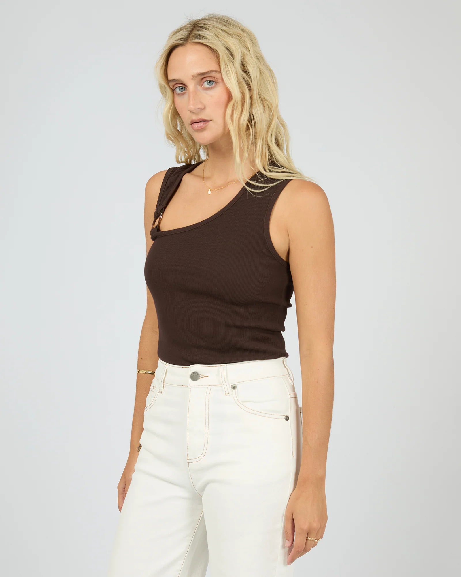 ALL ABOUT EVE WILLOW RIB TANK - BROWN