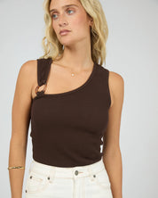 ALL ABOUT EVE WILLOW RIB TANK - BROWN