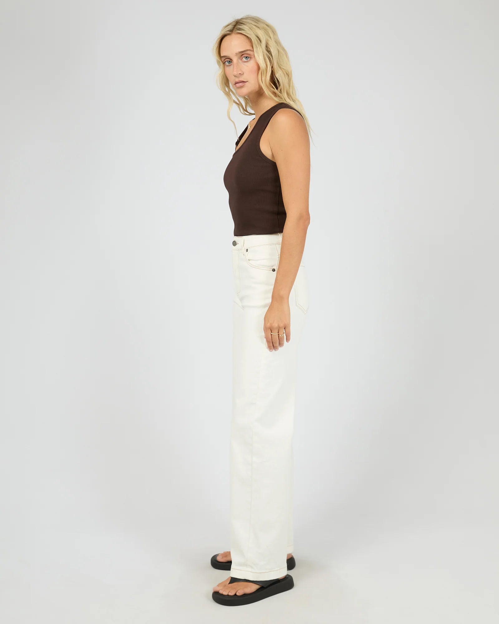 ALL ABOUT EVE WILLOW RIB TANK - BROWN