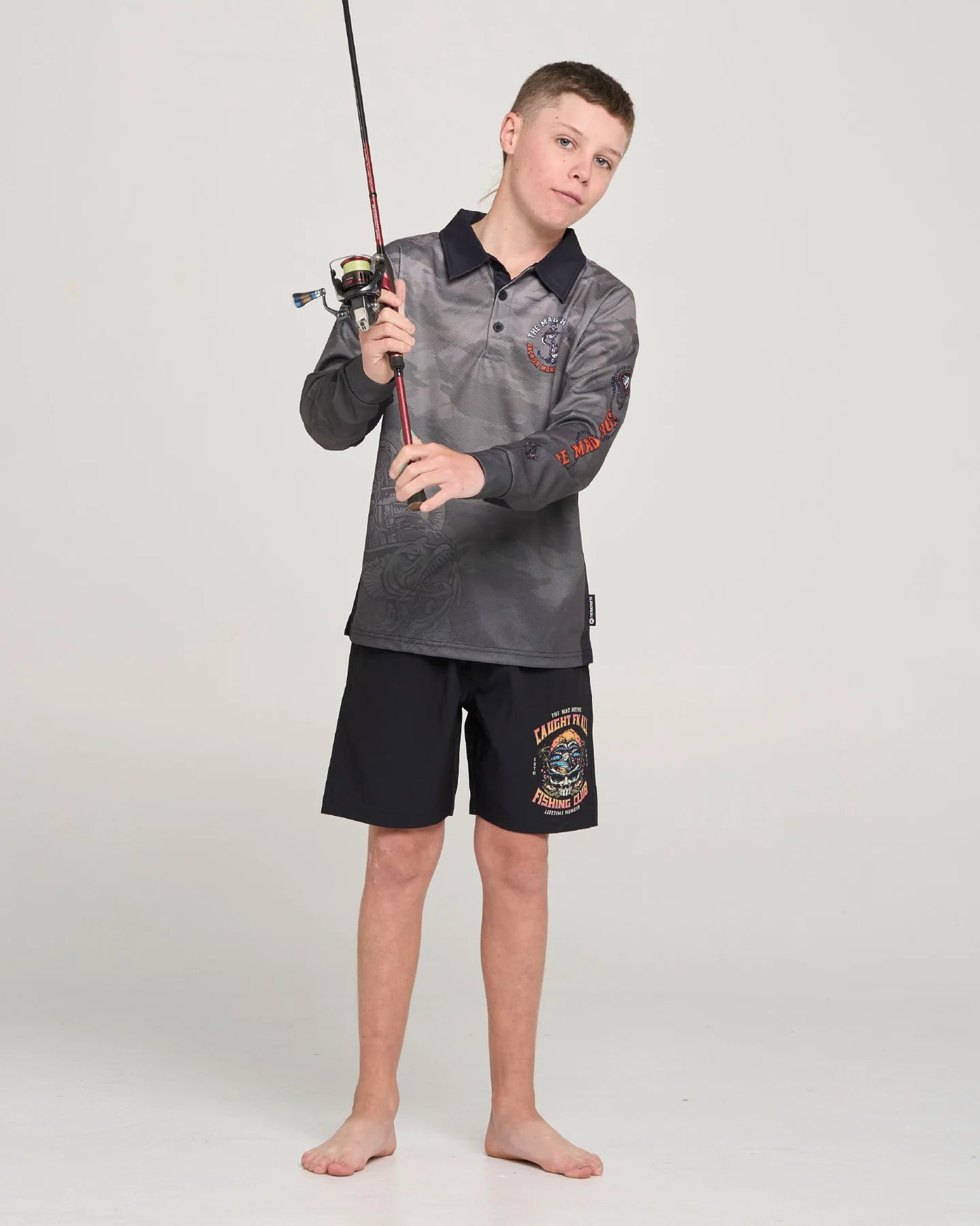THE MAD HUEYS ANCHOR MANAGEMENT YOUTH UPF 50+ FISHING JERSEY