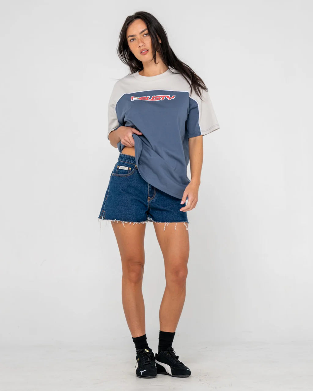 RUSTY ARCHIVED OPS OVERSIZED TEE WOMENS CHINA BLUE
