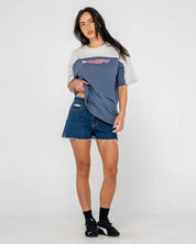 RUSTY ARCHIVED OPS OVERSIZED TEE WOMENS CHINA BLUE