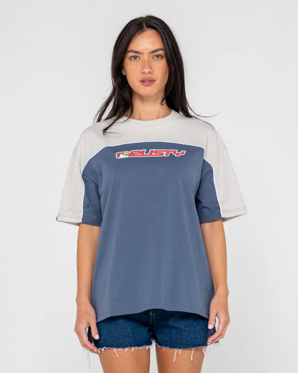 RUSTY ARCHIVED OPS OVERSIZED TEE WOMENS CHINA BLUE