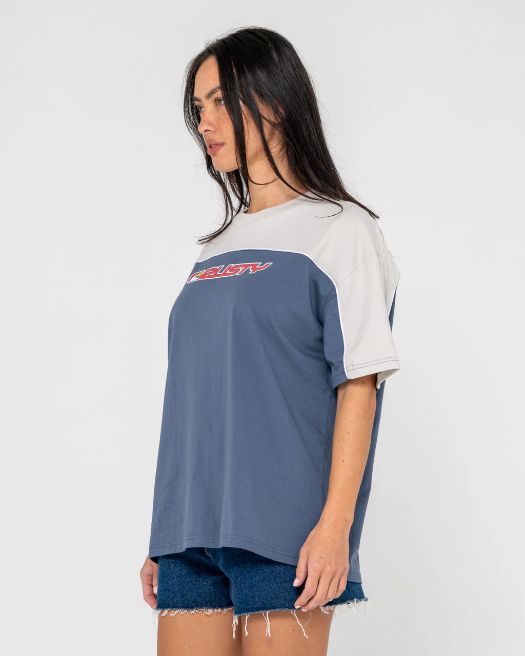 RUSTY ARCHIVED OPS OVERSIZED TEE WOMENS CHINA BLUE