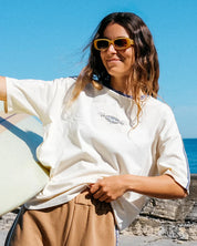 BILLABONG BARRELS WOMENS GRAPHIC T SHIRT WHITE CAP SURF TEE
