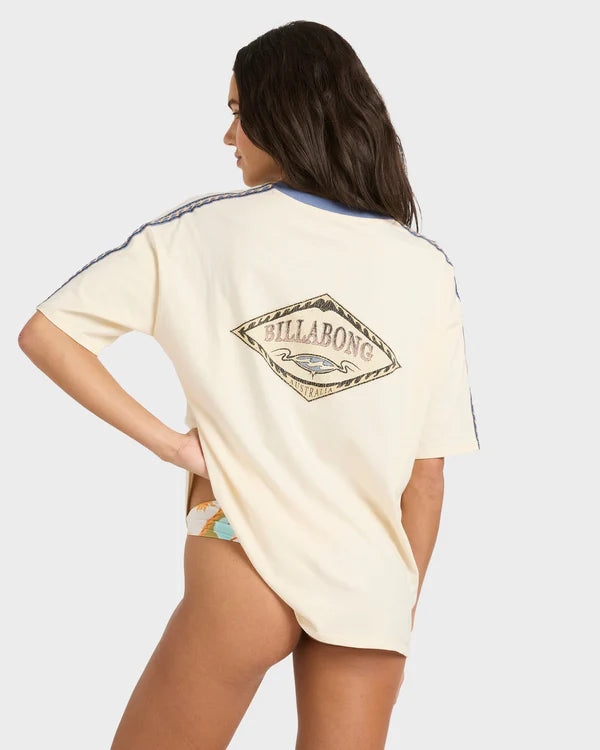 BILLABONG BARRELS WOMENS GRAPHIC T SHIRT WHITE CAP SURF TEE
