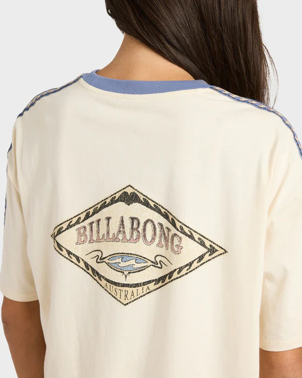 BILLABONG BARRELS WOMENS GRAPHIC T SHIRT WHITE CAP SURF TEE
