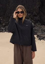 AFENDS BERLIN REVERSIBLE POLAR FLEECE JACKET RECYCLED BLACK