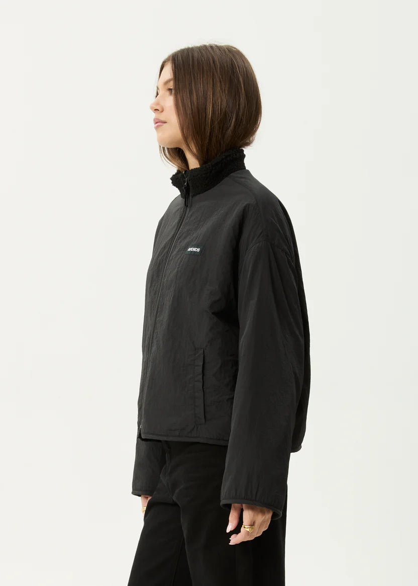 AFENDS BERLIN REVERSIBLE POLAR FLEECE JACKET RECYCLED BLACK