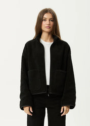 AFENDS BERLIN REVERSIBLE POLAR FLEECE JACKET RECYCLED BLACK