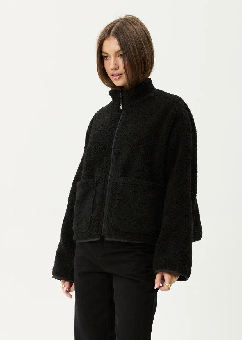 AFENDS BERLIN REVERSIBLE POLAR FLEECE JACKET RECYCLED BLACK