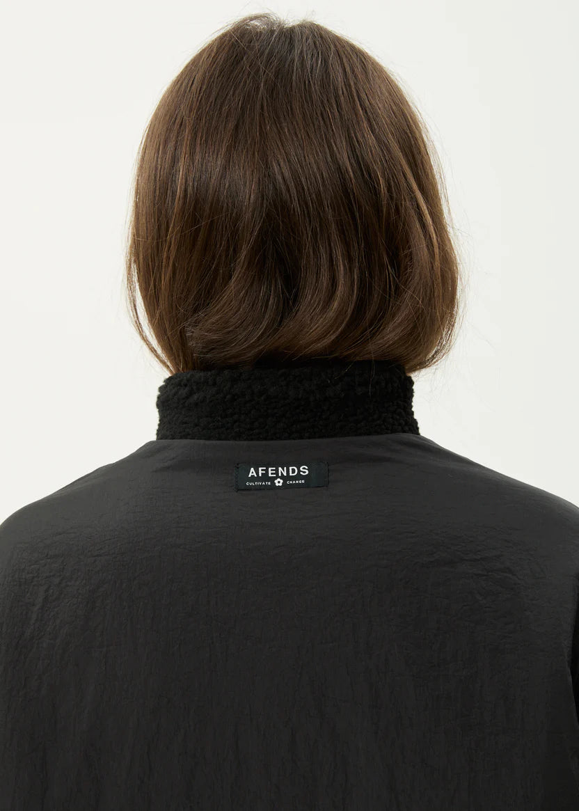 AFENDS BERLIN REVERSIBLE POLAR FLEECE JACKET RECYCLED BLACK