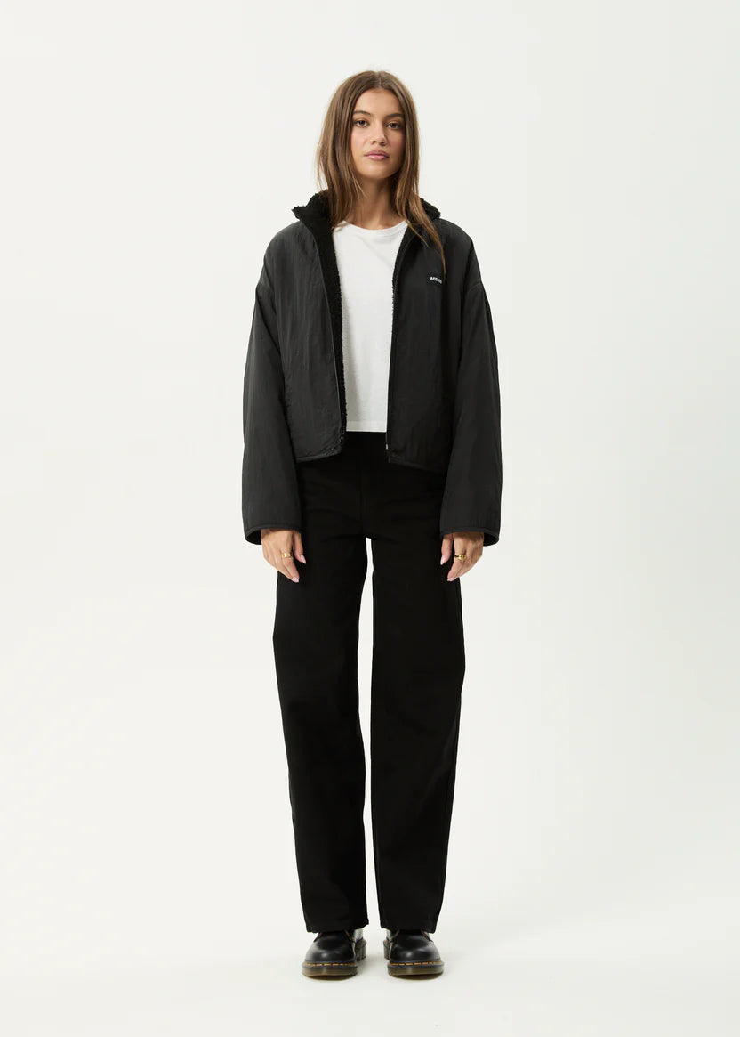AFENDS BERLIN REVERSIBLE POLAR FLEECE JACKET RECYCLED BLACK