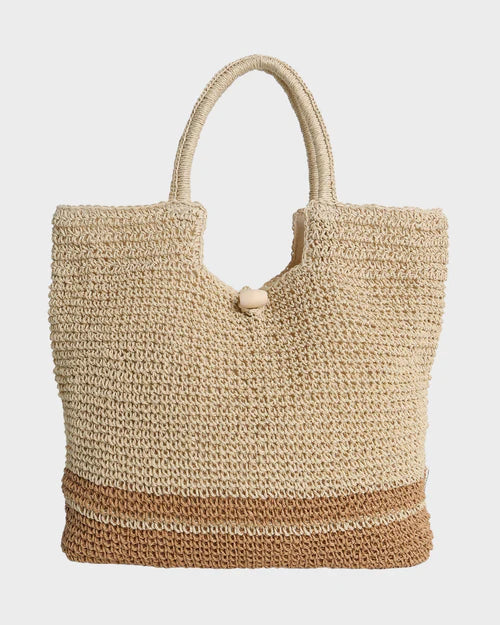 BILLABONG ALL DAY ME STRAW BAG – WOMENS BEACH TOTE SUMMER BAG NATURAL