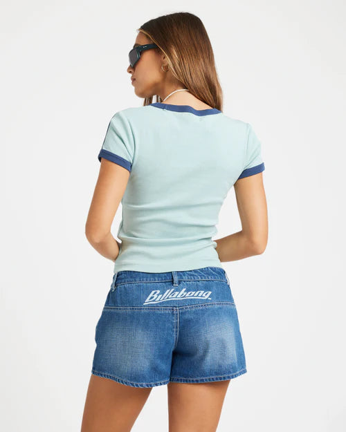 BILLABONG BILLA CRUSH WOMENS T-SHIRT SEA FOG RELAXED SURF GRAPHIC SUMMER TEE