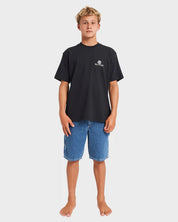 BILLABONG BIO WAVE OG T-SHIRT – BOYS 8-16 CLASSIC SURF GRAPHIC TEE BLACK