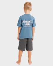 BILLABONG BOYS 0-7 CROSSBOARDS RASH VEST REAL TEAL KIDS UV SURF SWIM TOP