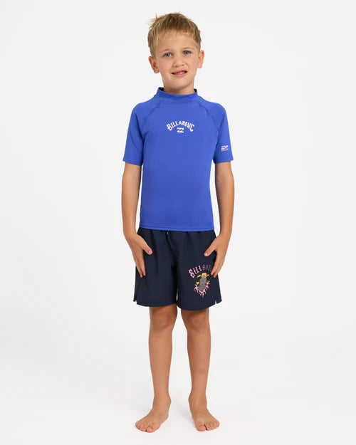 BILLABONG BOYS 2-7 GROMS ALL DAY ARCH UPF 50 RASHGUARD – COBALT