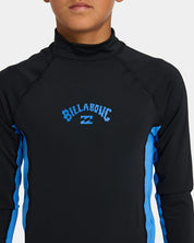 BILLABONG BOYS 8-16 ARCH LONG SLEEVE RASH VEST BLACK SUMMER BLUE UV SWIM TOP