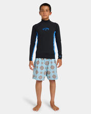 BILLABONG BOYS 8-16 ARCH LONG SLEEVE RASH VEST BLACK SUMMER BLUE UV SWIM TOP