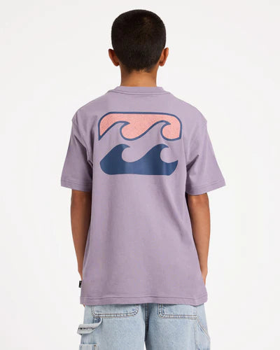 BILLABONG BOYS 8-16 CRAYON WAVE T-SHIRT – PURPLE ASH