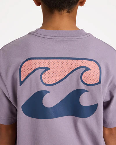 BILLABONG BOYS 8-16 CRAYON WAVE T-SHIRT – PURPLE ASH
