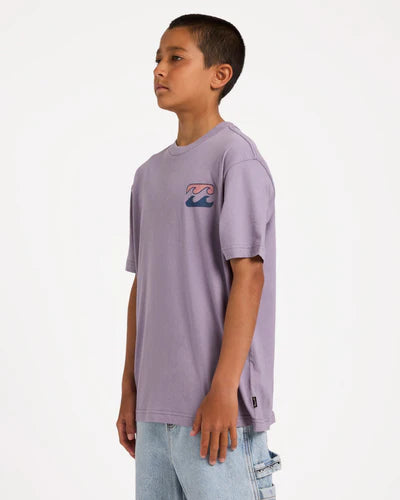 BILLABONG BOYS 8-16 CRAYON WAVE T-SHIRT – PURPLE ASH