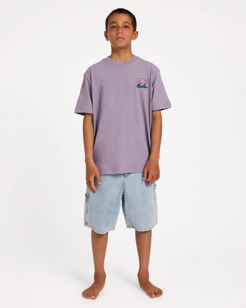 BILLABONG BOYS 8-16 CRAYON WAVE T-SHIRT – PURPLE ASH