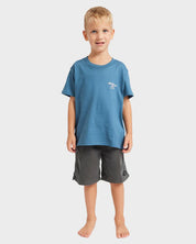 BILLABONG BOYS CROSSBOARDS T-SHIRT COTTON GRAPHIC TEE FOR LITTLE GROM REAL TEAL