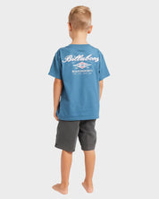 BILLABONG BOYS CROSSBOARDS T-SHIRT COTTON GRAPHIC TEE FOR LITTLE GROM REAL TEAL