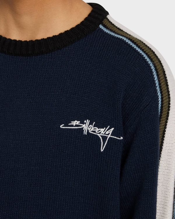BILLABONG BOYS SCRIPT SWEATER NAVY