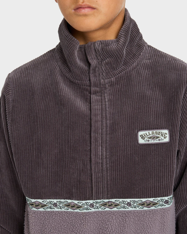 BILLABONG BOYS SPACE LOBSTER HALF ZIP FLEECE PULLOVER KIDS HOODIE WASHED BLACK 8-16