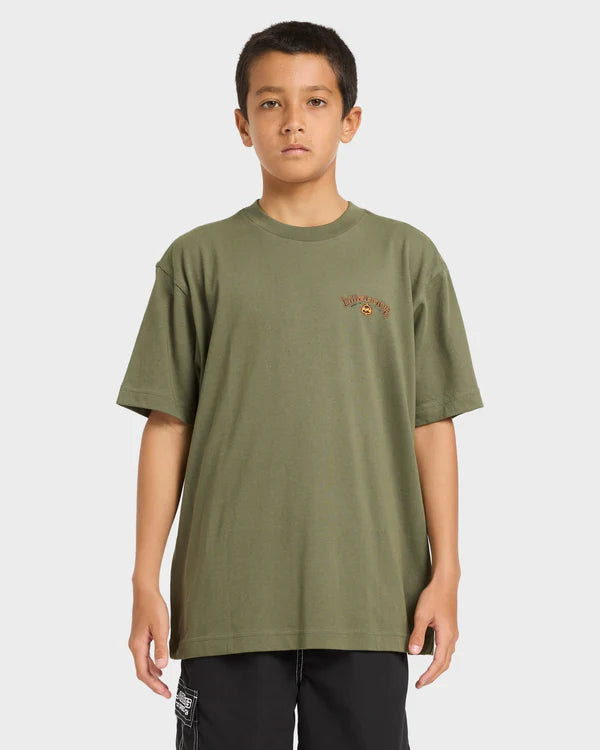 BILLABONG BOYS SPEC 73 BIO ARCH T SHIRT CYPRESS GREEN KIDS SURF TEE
