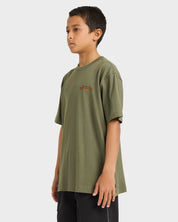BILLABONG BOYS SPEC 73 BIO ARCH T SHIRT CYPRESS GREEN KIDS SURF TEE