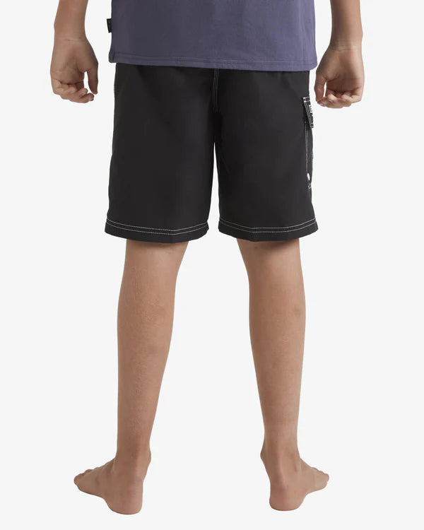 BILLABONG BOYS THROW ON BOARDSHORTS QUICK DRY SURF SHORTS ELASTIC WAIST BLACK