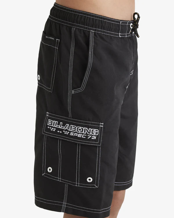 BILLABONG BOYS THROW ON BOARDSHORTS QUICK DRY SURF SHORTS ELASTIC WAIST BLACK