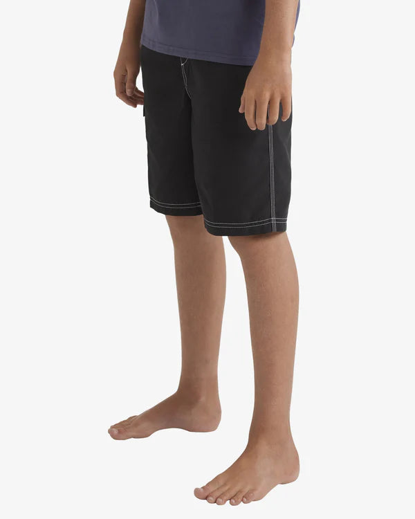 BILLABONG BOYS THROW ON BOARDSHORTS QUICK DRY SURF SHORTS ELASTIC WAIST BLACK