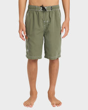 BILLABONG BOYS THROW ON BOARDHORTS CYPRESS GREEN SURF SWIM SHORTS