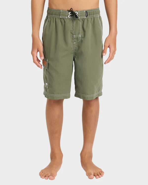 BILLABONG BOYS THROW ON BOARDHORTS CYPRESS GREEN SURF SWIM SHORTS