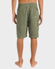 BILLABONG BOYS THROW ON BOARDHORTS CYPRESS GREEN SURF SWIM SHORTS