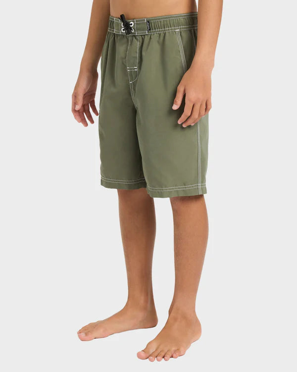 BILLABONG BOYS THROW ON BOARDHORTS CYPRESS GREEN SURF SWIM SHORTS