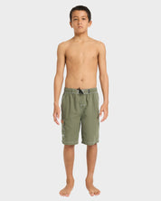 BILLABONG BOYS THROW ON BOARDHORTS CYPRESS GREEN SURF SWIM SHORTS